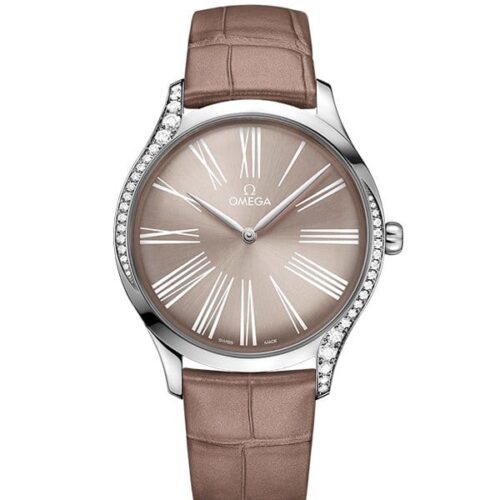 Reloj Omega De Ville Trésor femenino marrón topo