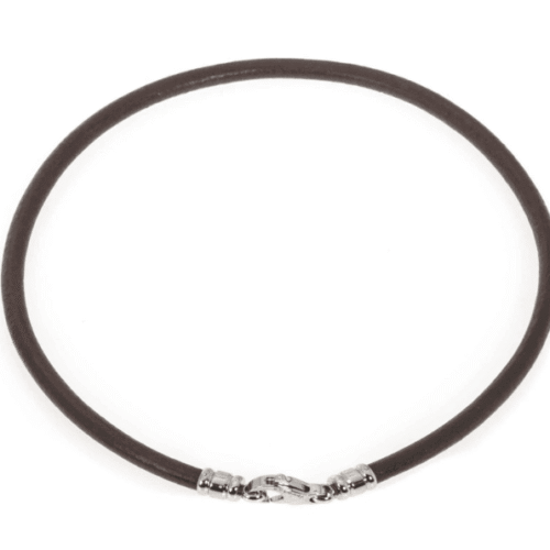 Cordón gargantilla Bvlgari de cuero marrón y cierre de acero CL176518