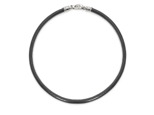 Collar Bvlgari de cuero negro y cierre de acero CL176516