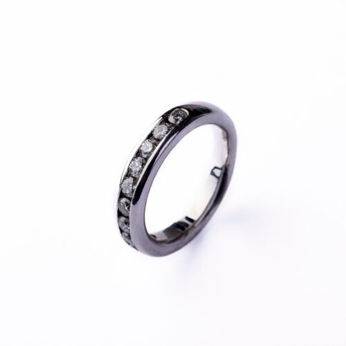 Media Alianza Oro Blanco 18kt con 10 Brillantes en Carril