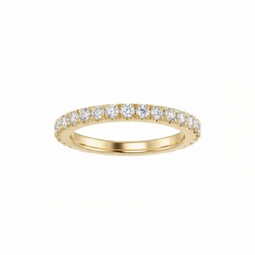 Alianza Oro Blanco 18kt Entera con Diamantes Naturales Blancos 0.73ct GVS