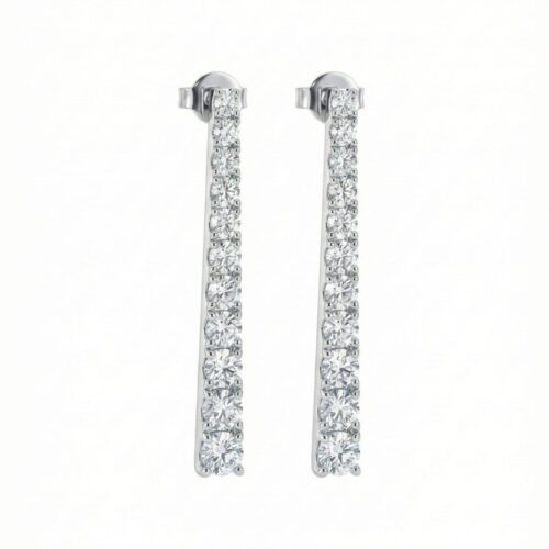 Pendientes Oro Blanco 18kt Tira en Disminución con 11+11 Brillantes 0.91ct GVS
