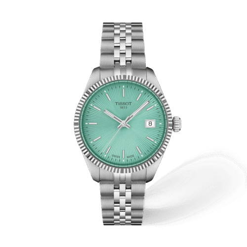 Tissot Ballade · Esfera verde claro · correa gris — packshot oficial Tissot
