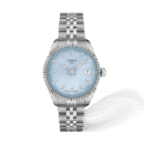 Tissot Ballade 34mm · Esfera azul hielo · correa gris — packshot oficial Tissot