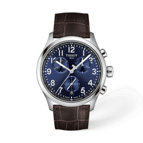 Tissot Chrono L 42mm · Esfera azul · correa cuero — packshot oficial Tissot