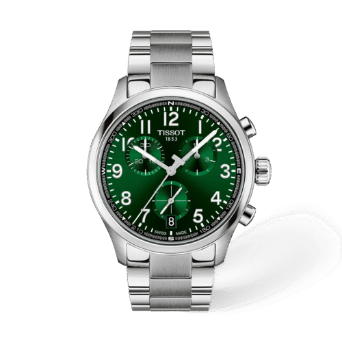 TISSOT Chrono L 42mm · Esfera verde · correa acero — packshot oficial Tissot