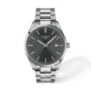 Tissot PR100 40mm · Esfera gris · correa acero — packshot oficial Tissot