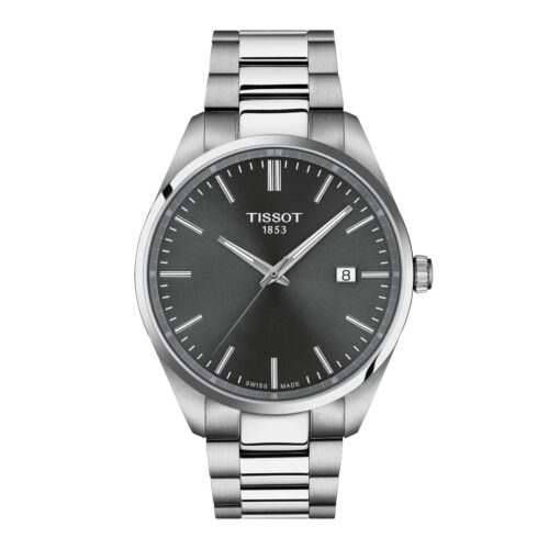 Tissot PR100 40mm · Esfera gris · correa acero