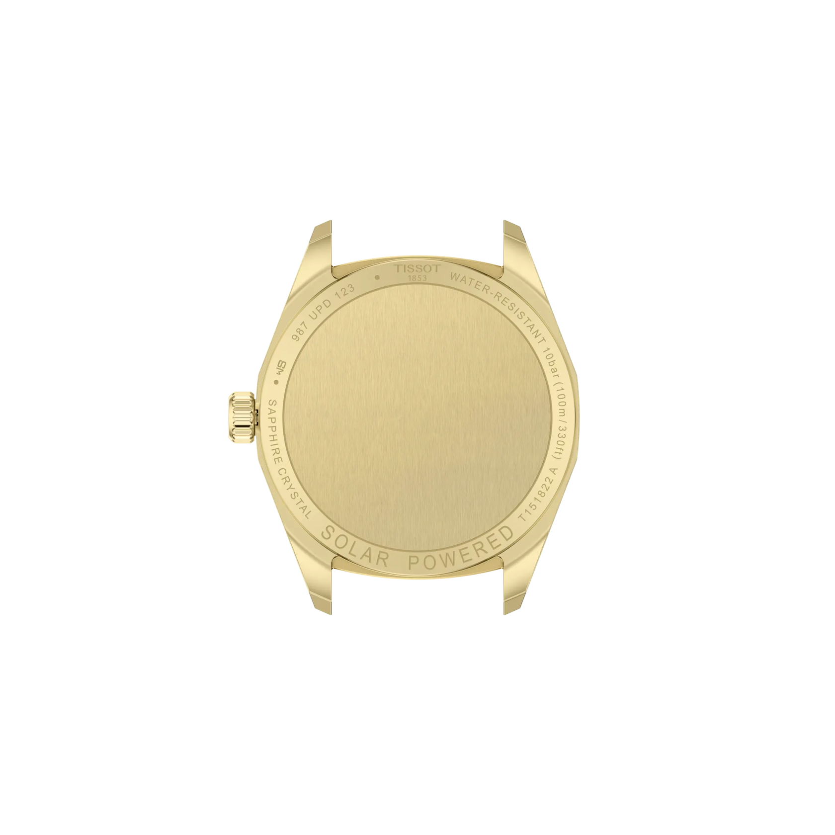 Tissot PRC 100 Solar 34mm · Esfera champagne · correa oro amarillo 1n14 — vista trasera