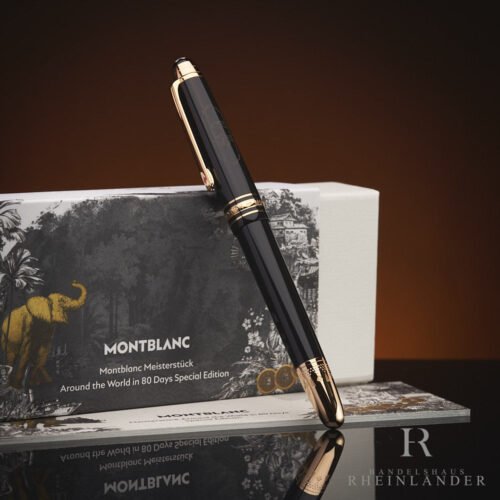Rollerball Montblanc Meisterstück La Vuelta al Mundo en 80 Días en resina antracita con acabados dorados