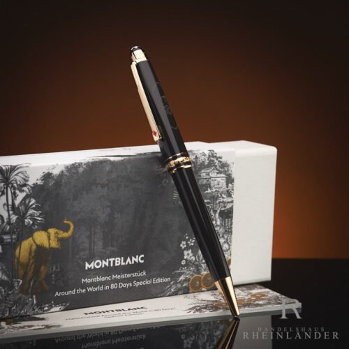 Bolígrafo Montblanc Meisterstück La Vuelta al Mundo en 80 Días en resina antracita con acabados dorados