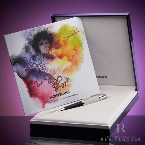 Bolígrafo Montblanc Great Characters Jimi Hendrix en resina blanca y negra con clip en forma de trémolo