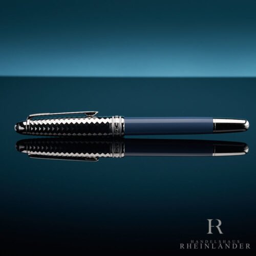 Rollerball Montblanc Meisterstück Solitaire Doué Glacier en azul hielo con capuchón grabado