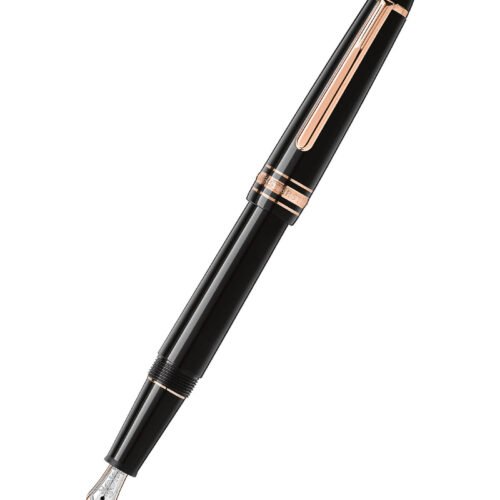 Pluma estilográfica Montblanc Meisterstück Classique en resina negra con acabados chapados en oro rojo
