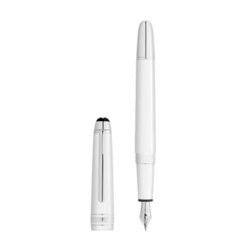 Pluma estilográfica Montblanc Meisterstück Classique en resina blanca con acabados chapados en platino