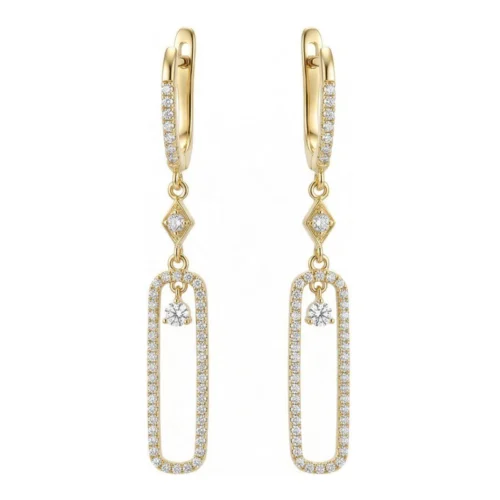 Pendientes Oro Amarillo 18kt con 144 Diamantes Naturales Talla SC 0.45ct HSI