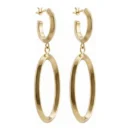 Pendientes Oro 18kt Aro con Colgante Oval — 1.5cm + 3cm