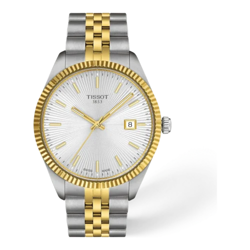 Tissot Ballade · Esfera plateado · correa gris, oro amarillo 1n14