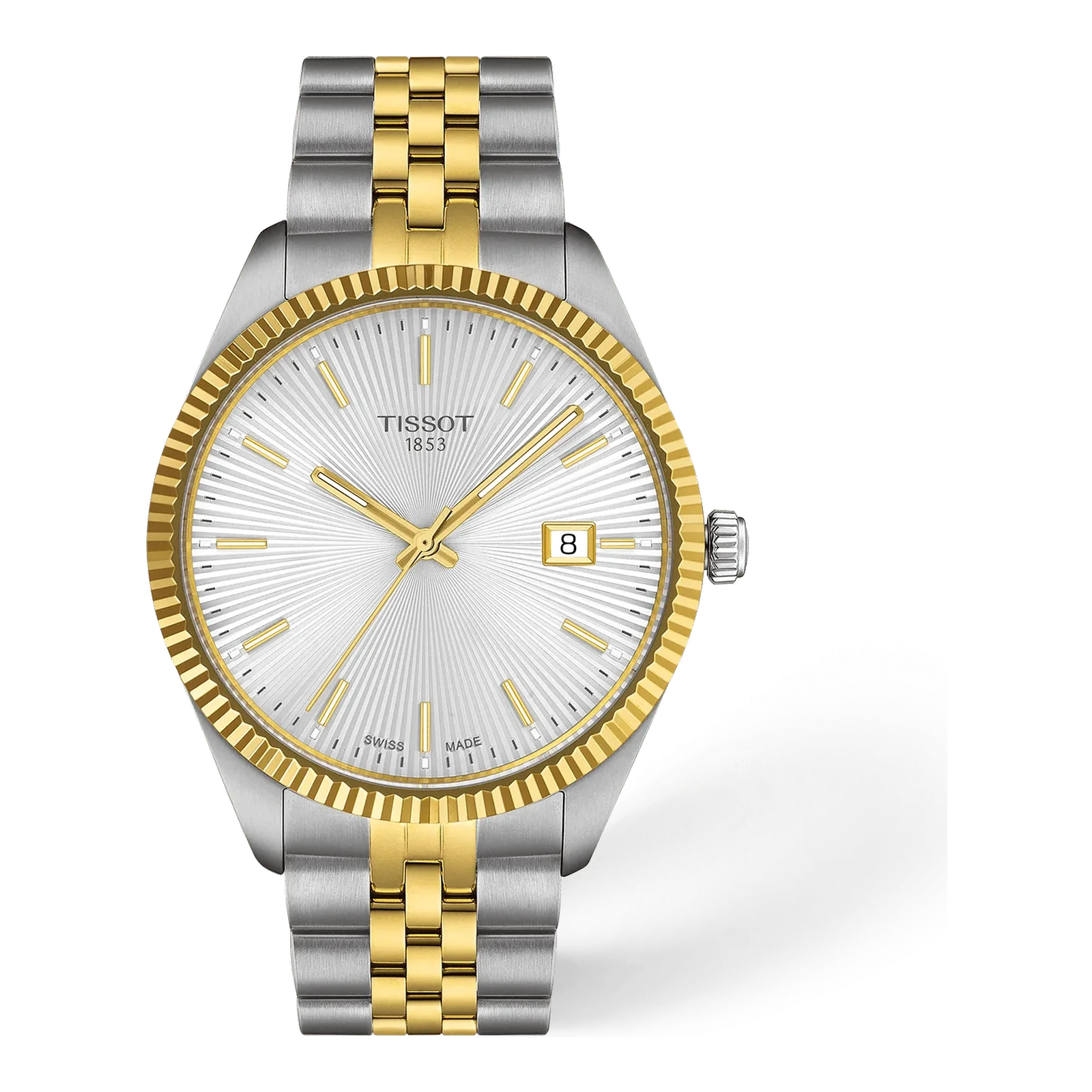 Tissot Ballade · Esfera plateado · correa gris, oro amarillo 1n14