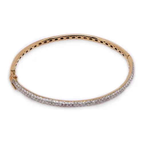 Pulsera Rígida Oro Rosa Diamantes