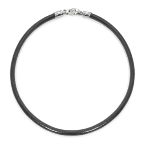 Collar Bvlgari de cuero negro y cierre de acero