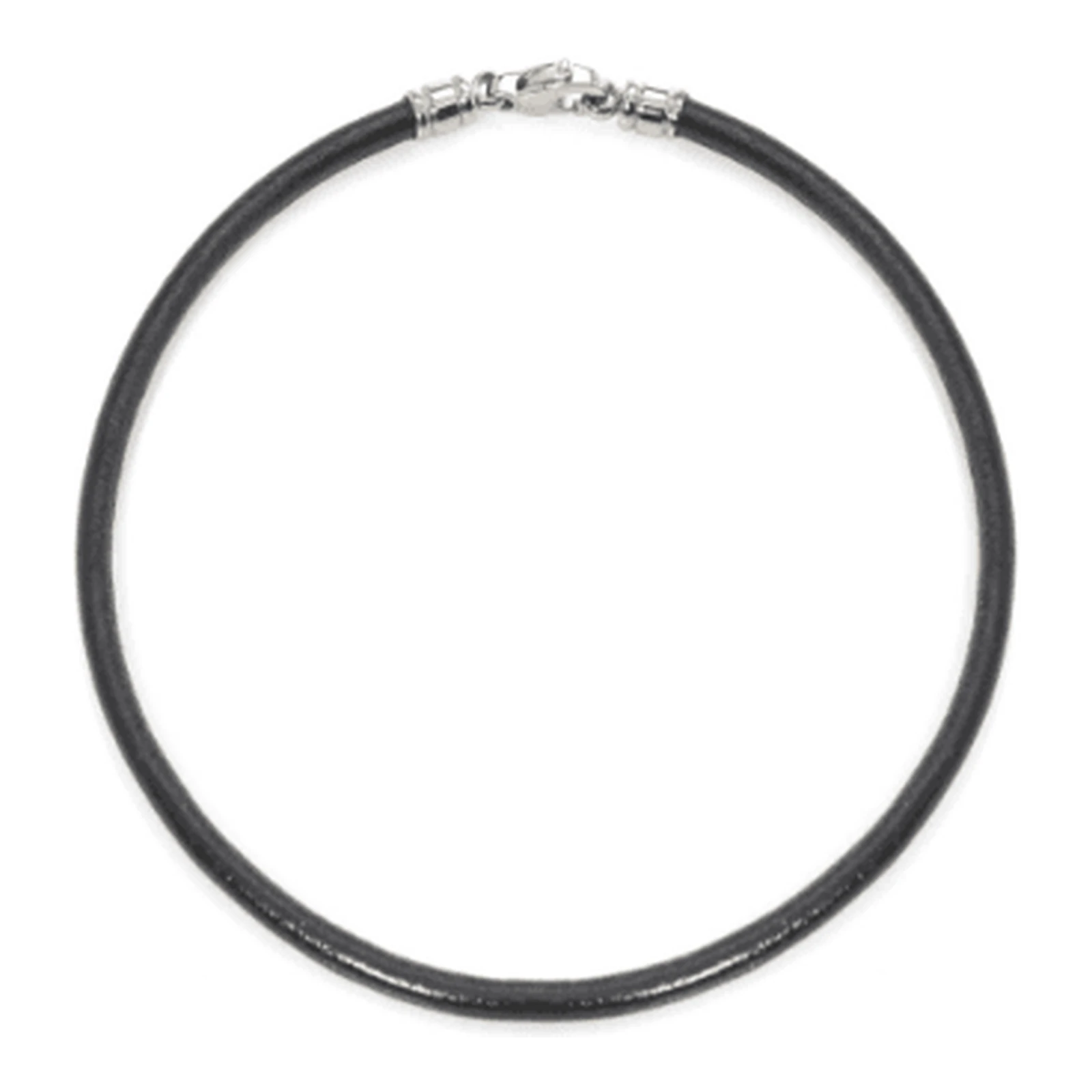 Collar Bvlgari de cuero negro y cierre de acero