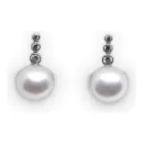 Pendientes Oro Blanco y Circonitas con perla · Ref. 400