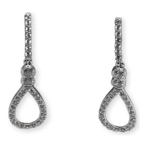 Pendientes Oro Blanco y Circonitas · Ref. 600