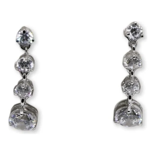 Pendientes Oro Blanco y Circonitas · Ref. 100