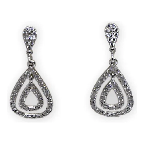 Pendientes Oro Blanco y Circonitas · Ref. 101