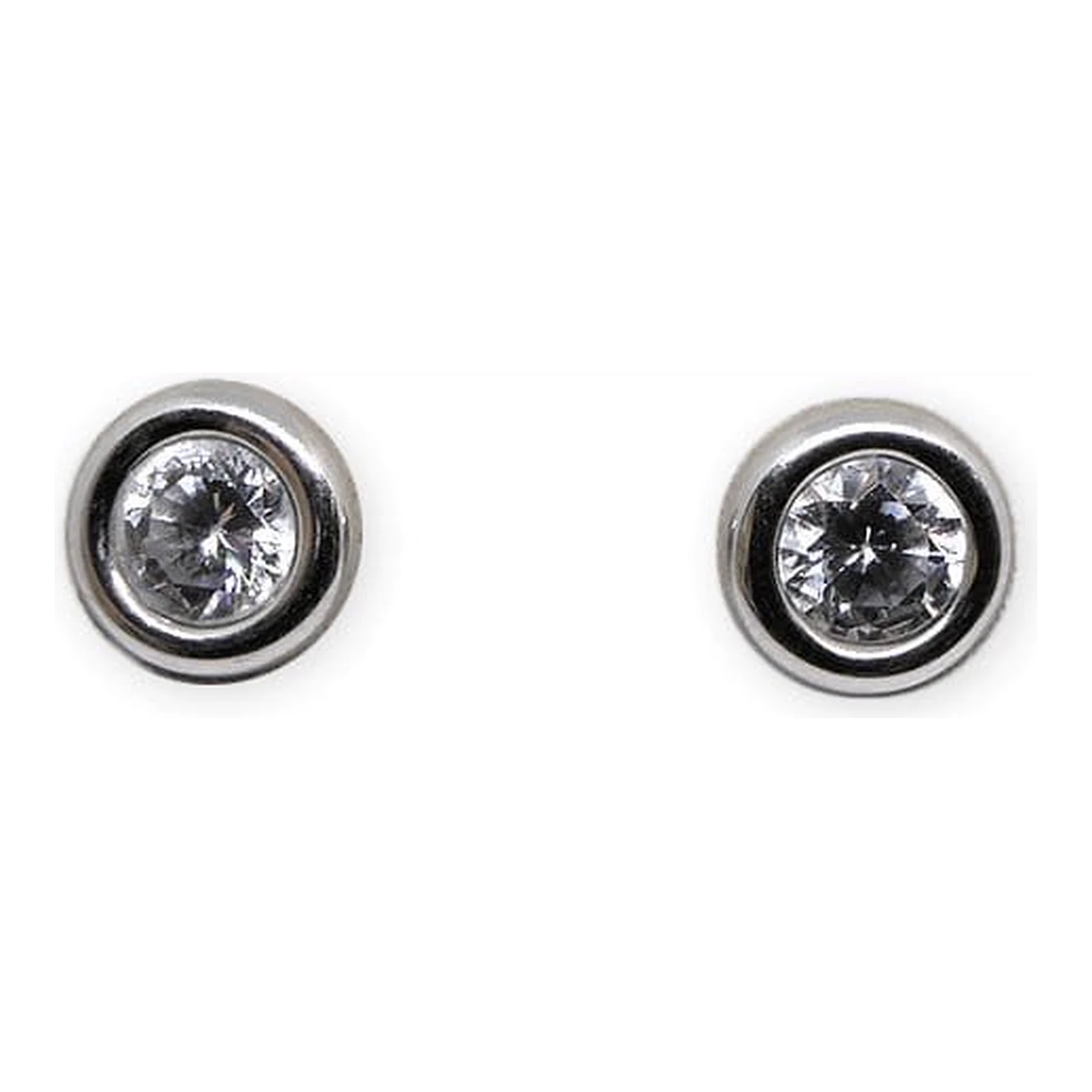 Pendiente Oro blanco y circonitas en Chatón