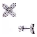Pendiente Oro Blanco 18kt 4 Petalos 32 Diamantes