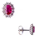 Dormilon Oro Blanco 18kt Roseton Rubi con Brillantes