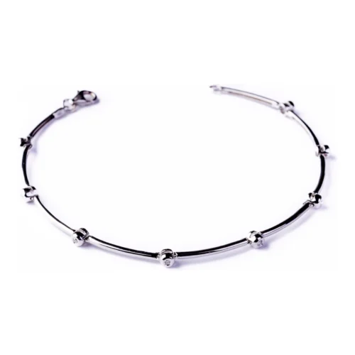 Pulsera Oro Blanco 18kt con 8 Chatones de Brillantes