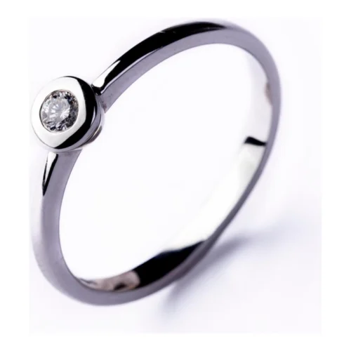 Solitario Oro Blanco 18kt con Brillante Bombé