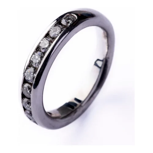 Media Alianza Oro Blanco 18kt con 10 Brillantes en Carril