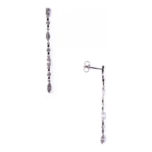 Pendiente Oro Blanco 18kt Largos con Brillantes