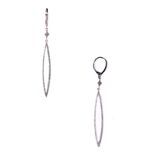 Pendiente Oro Blanco 18kt Colgante Oval