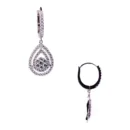 Pendiente Oro Blanco 18kt Lagrima con Brillantes