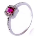 Sortija Oro Blanco 18kt con Rubí yBrillantes