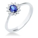 Sortija Oro Blancon con Zafiro y Brillante 0.12ct