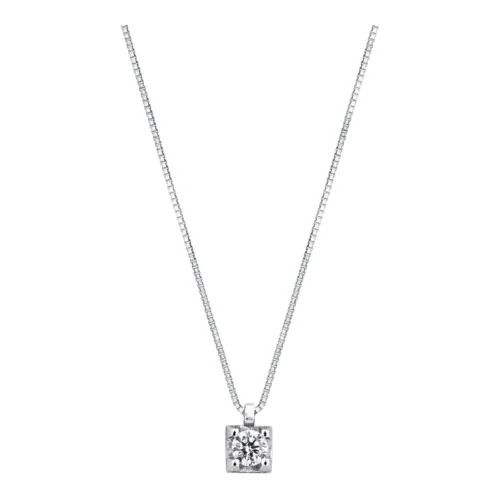 Gargantilla Oro Blanco con Brillante 4 garras 0.20ct