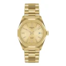 Tissot PRC 100 Solar 34mm · Esfera champagne · correa oro amarillo 1n14