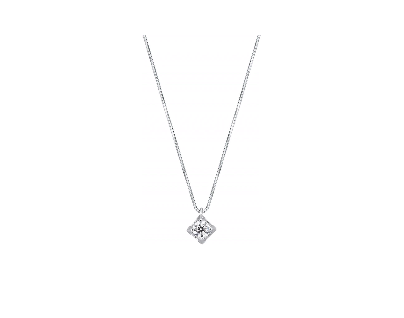 Gargantilla de oro blanco con brillante en Joyeria Royo